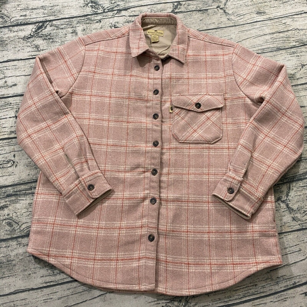 Buffalo‎ Jackson Womens L Wool Blend Shacket Chore Button Shirt Plaid Western